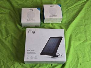 lot 74 image: Ring Solar Panel and Glass Break Sensors - Set of 3