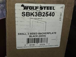 lot 112 image: Wolf Steel SBK3B2540 Small 3 Sided Fireplace Backerplate - Black (GDI3)