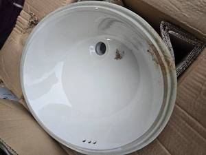 lot 54 image: Socio Premium Handcrafted Vitreous China Undermount Sink in Ivory