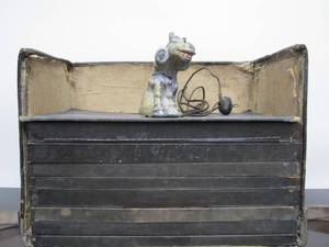 lot 39 image: Antique Storage Box Full of Interesting Items - Jewelry, Smalls, Old Donkey Cigar Lighter etc