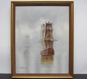 lot 71 image: Excellent Vintage Framed Signed Oil on Canvas Painting by T. Garcia - Ships in Fog