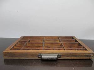 lot 104 image: Antique HAMILTON Printers Block Drawer Wall Shelf