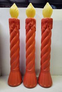 lot 123 image: 3 Vintage Christmas Candle Blowmold Statues