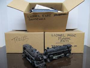 lot 156 image: 2 LIONEL O Scale Train Engines wLots of Track & Accessories