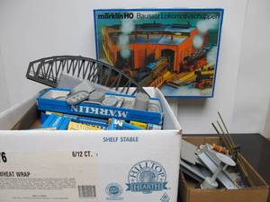 lot 157 image: Large Lot of Quality MARKLIN HO Scale Train Layout Accessories & 2 Transformers