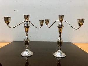 lot 203 image: Pair of Vintage Weighted Sterling Silver Duchin Creations Candle Stands