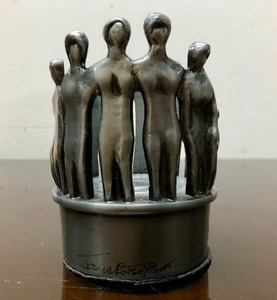 lot 208 image: Hand Signed Figural Metalwork Candle or Bottle Holder