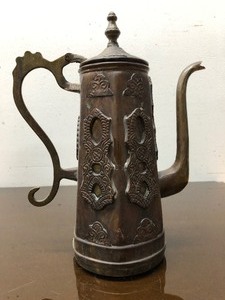 lot 211 image: Antique Brass Middle Eastern Coffee Kettle