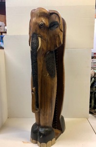 lot 278 image: LARGE Carved Wood Elephant CD Display Stand
