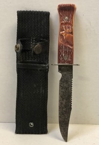 lot 297 image: Vintage IMPERIAL Elk or Moose Handle Fixed Blade Knife