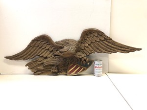 lot 222 image: Fantastic LARGE Old Heavy Cast Metal Patriotic Eagle Wall Sculpture 