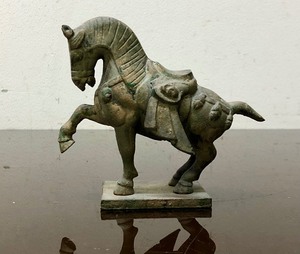 lot 230 image: Smaller Vintage Iron Oriental Tang Dynasty Style Horse Sculpture
