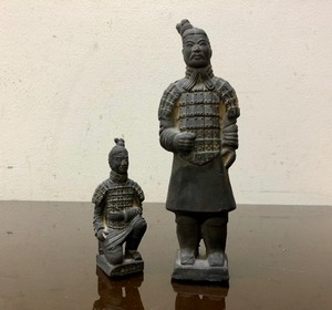 lot 232 image: 2 Vintage Chinese Terra Cotta Soldier Statues