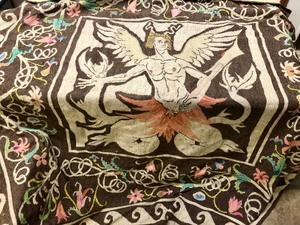 lot 267 image: Interesting Large Vintage Eaahnikon Beast of The Earth Middle Eastern Mythological Wool Rug 