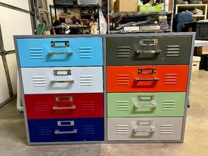 lot 8 image: Very Nice Multi-Color 8-Drawer Metal Dresser 