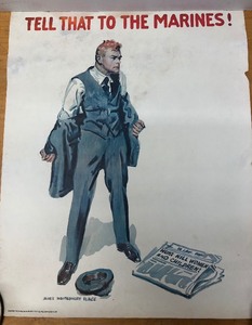 lot 344 image: Vintage TELL THAT TO THE MARINES Military War Poster 