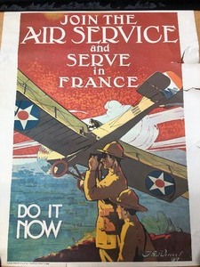 lot 345 image: Vintage JOIN THE SERVICE & SERVE IN FRANCE Military War Poster 