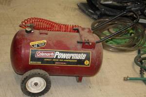 lot 654 image: Coleman Powermate Direct Drive Air Compressor with Air Hose