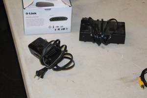lot 727 image: Lot of (3) Assorted Computer Devices - D-Link 5-Port Fast Ethernet Switch, Radio Shack RF Modulator
