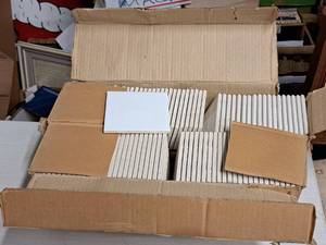 lot 762 image: Lot of (96) White Square Tiles 4-14