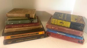 lot 110 image: Vintage School Books - need to fix this lot- prayer picture included