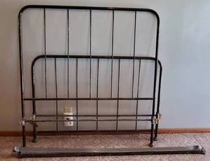 lot 138 image: Antique Cast Iron Bed Frame Headboard and Footboard