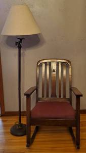 lot 150 image: Vintage Rocking Chair and Floor Lamp