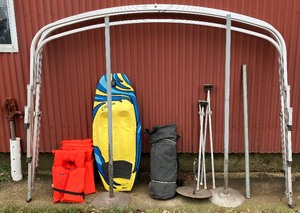 lot 1 image: Boating LOT -  Top for Bennington SL 20 Pontoon Boogey Board and Four Life Jackets