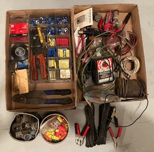 lot 36 image: Electrical Repair LOT - Wire Connectors, Crimper  Wire Strippers, Voltage Tester, Automotive Fuses
