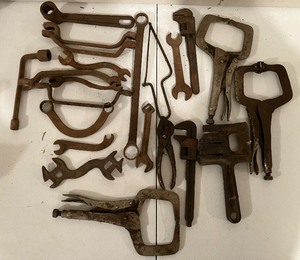 lot 39 image: Vintage Wrenches, Pipe Wrench, Welding Clamps