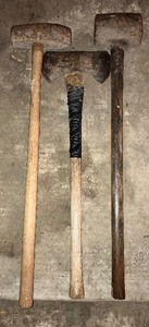 lot 80 image: Vintage Hand Tools - Two Sledgehammers, Two-Headed Axe