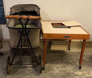 lot 87 image: Antique Baby Buggy Carriage and Baby Tender Play Station