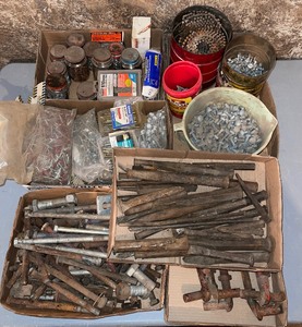 lot 22 image: Huge Hardware LOT - Chisels, Fog Lights, Nails, Nuts and Bolts
