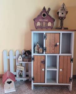 lot 144 image: Wooden Display Cabinet and Picket Fence Shelf
