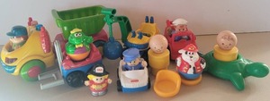 lot 182 image: Fifteen Piece Fisher Price LOT - Two Playskool Weeble Wobble, Cars, Truck, Figures