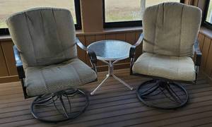 lot 177 image: Pair of Swivel Rockers with Side Table