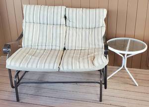 lot 159 image: Gliding Patio Loveseat with Side Table