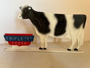 lot 213 image: Aluminum Triple F Feeds Holstein Cow Signage