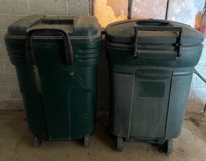 lot 290 image: Pair of Plastic Garbage Cans with Lids