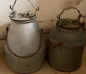 lot 294 image: Two Milking Buckets - One Galvanized, One Steel