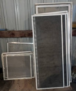 lot 317 image: 17 Piece LOT - Aluminum Windows, Screens, Storms