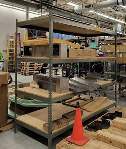 Two shelving units, 8 sheets of 4x8 plywood, 7 ft tall uprights