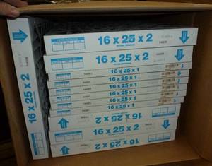 Six 16x25x2 filters and six 16x25x1