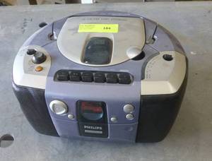 CD player radio and metal storage box