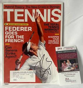 lot 3B image: Roger Federer Signed Tennis Magazine with JSA COA