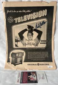 lot 25B image: Bob Feller Signed Newspaper Ad with JSA COA - Vintage Baseball