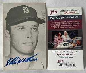 lot 27B image: Eddie Mathews Signed 3x5 Post Card With JSA COA - Vintage Baseball