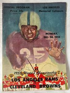 lot 37B image: 1955 Football Worlds Championship Official Program - Los Angeles Rams Cleveland Browns, Vintage