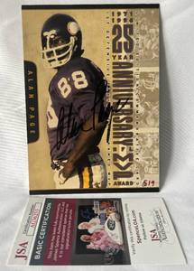 lot 40B image: Alan Page Signed 4x6 Post Card with JSA COA - Minnesota Vikings Football