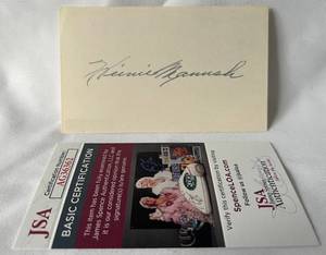 lot 44B image: Heinie Manush Signed Post Card with JSA COA - Hall of Famer - Vintage Baseball